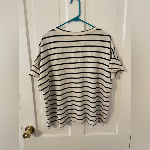 KAILEIGH oversized flutter sleeve striped top Sz XL - Picture 2 of 4